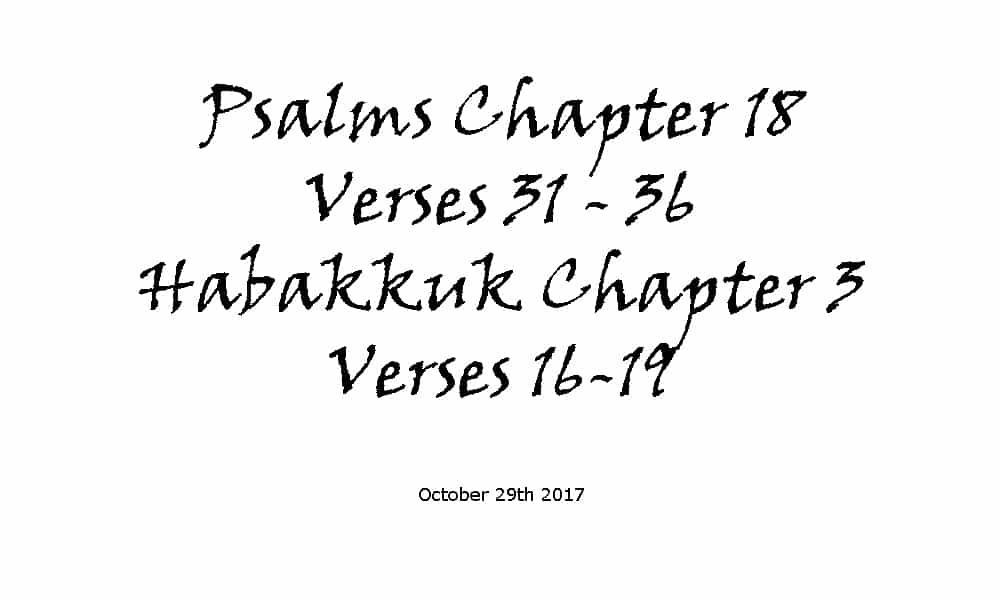 Reading - Psalms Chapter 18 V31-36 & Habakkuk 3 V16-19