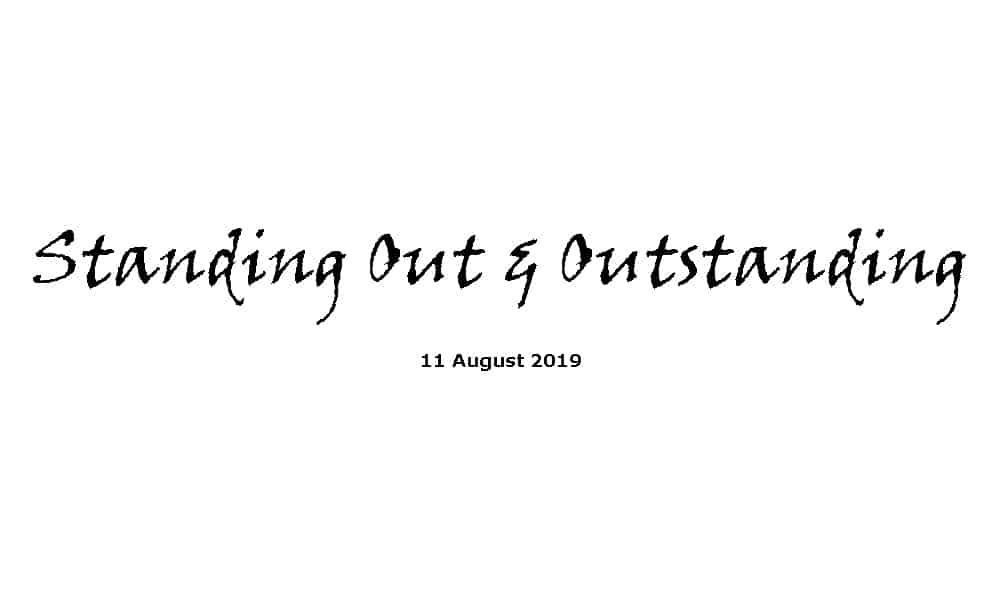 Sermon - 11-8-19 Standing Out and Outstanding