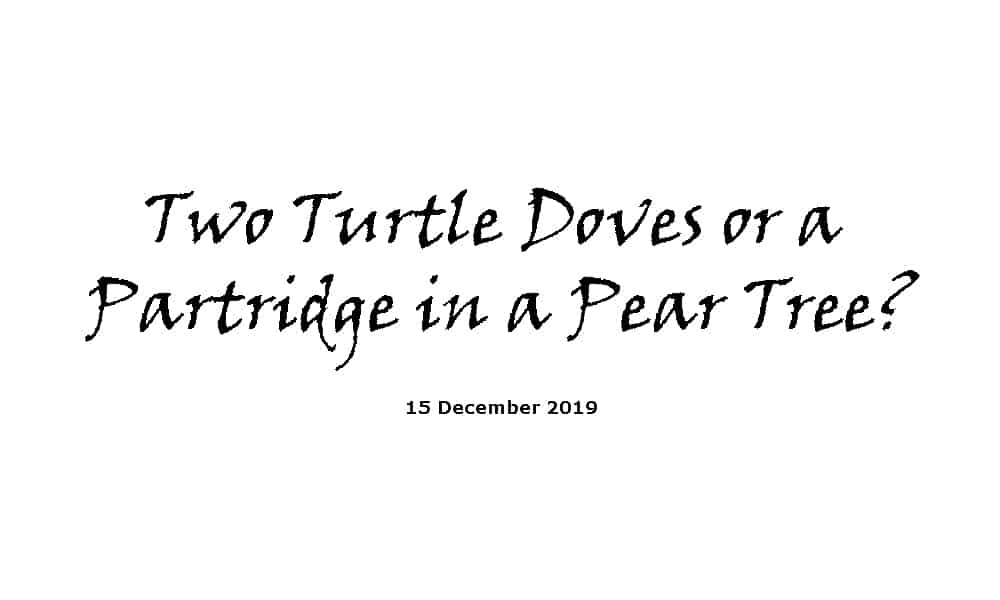 Sermon - 15-12-19 - Two Turtle Doves or a Partridge in a Pear Tree