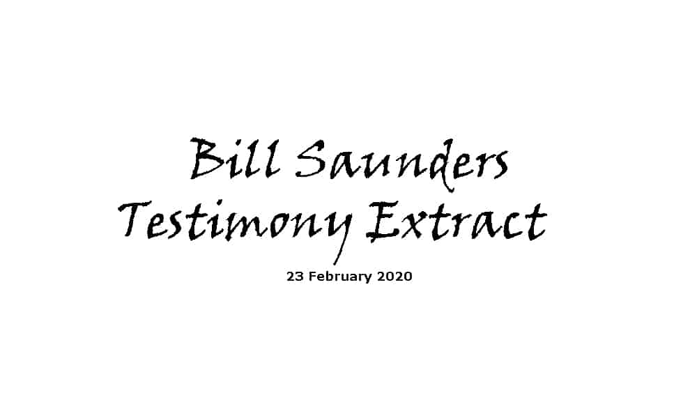 Bill Saunders Testimony Extract
