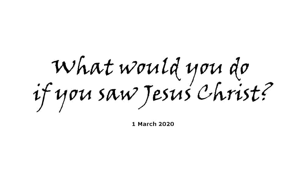 Sermon - 1-3-20 - What Would You Do If You Saw Jesus Christ ?