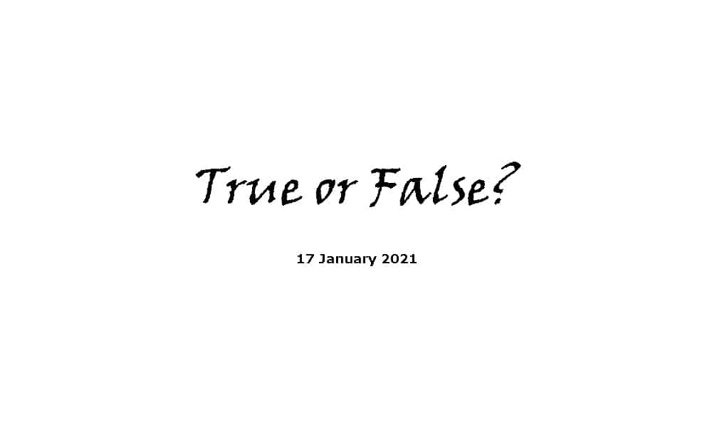 True or False - 17-1-2