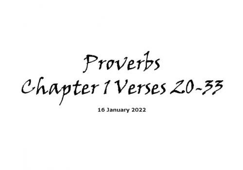 Proverbs Chapter 1 Verses 20-33