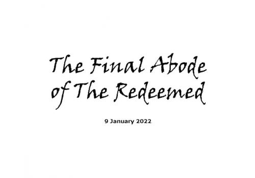 The Final Abode Of The Redeemed - 9-1-22