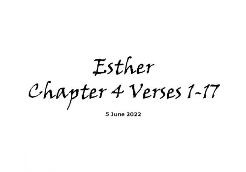 Esther Chapter 4 Verses 1-17