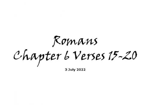 Romans Chapter 6 Verses 15-20