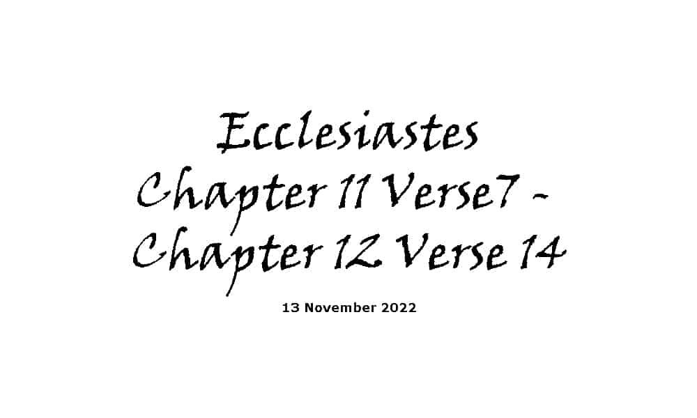Ecclesiastes Chapter 11 Verse 7 - Chapter 12 Verse 14