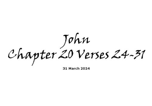 John Chapter 20 Verses 24-31