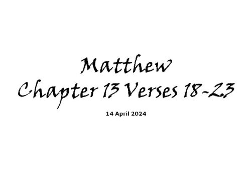 Matthew Chapter 13 Verses 18-23