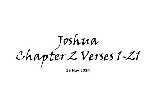 Joshua Chapter 2 Verses 1-21