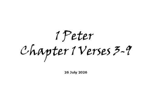 1 Peter Chapter 1 verses 3-9