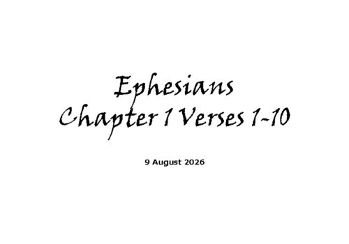 Ephesians Chapter 1 Verses 1-10