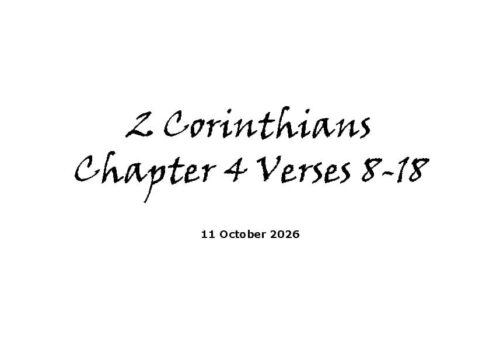2 Corinthians chapter 4 verses 8-18